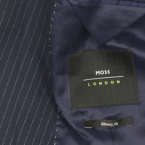 Moss London Men's Blue Pinstripe Suit Jacket 40S