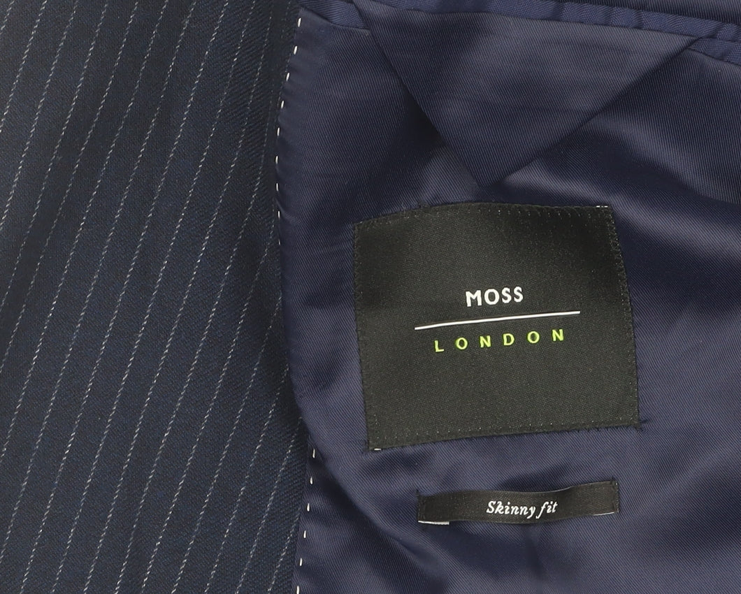Moss London Men's Blue Pinstripe Suit Jacket 40S