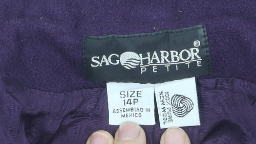 Sag Harbor Women's Purple Wool Blazer, Size 14 Plus Petites