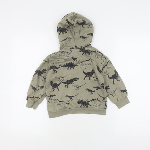 H&M Boys Green Dinosaur Print Pullover Hoodie, 4-5 Years