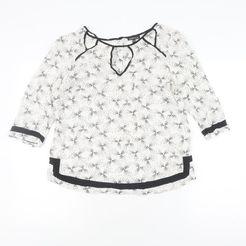 Warehouse Women's White Floral Blouse Size 12