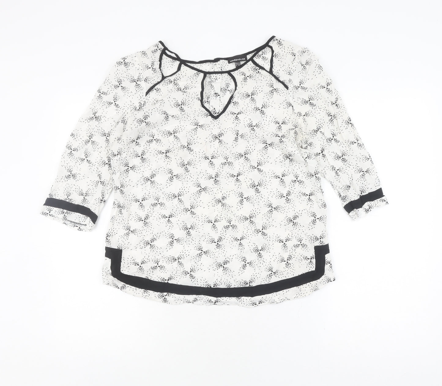 Warehouse Women's White Floral Blouse Size 12