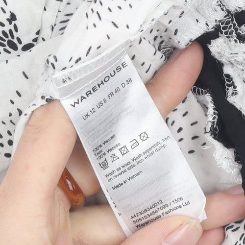 Warehouse Women's White Floral Blouse Size 12