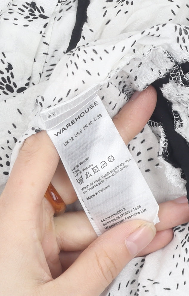 Warehouse Women's White Floral Blouse Size 12