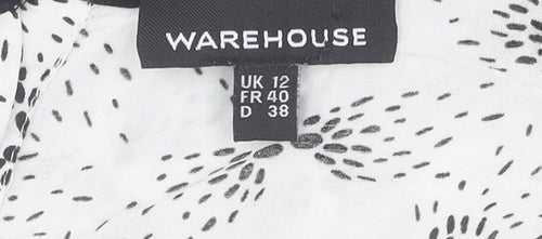 Warehouse Women's White Floral Blouse Size 12