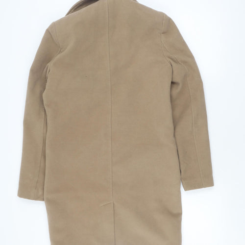 boohooMAN Men Beige Mid-Length Overcoat XS