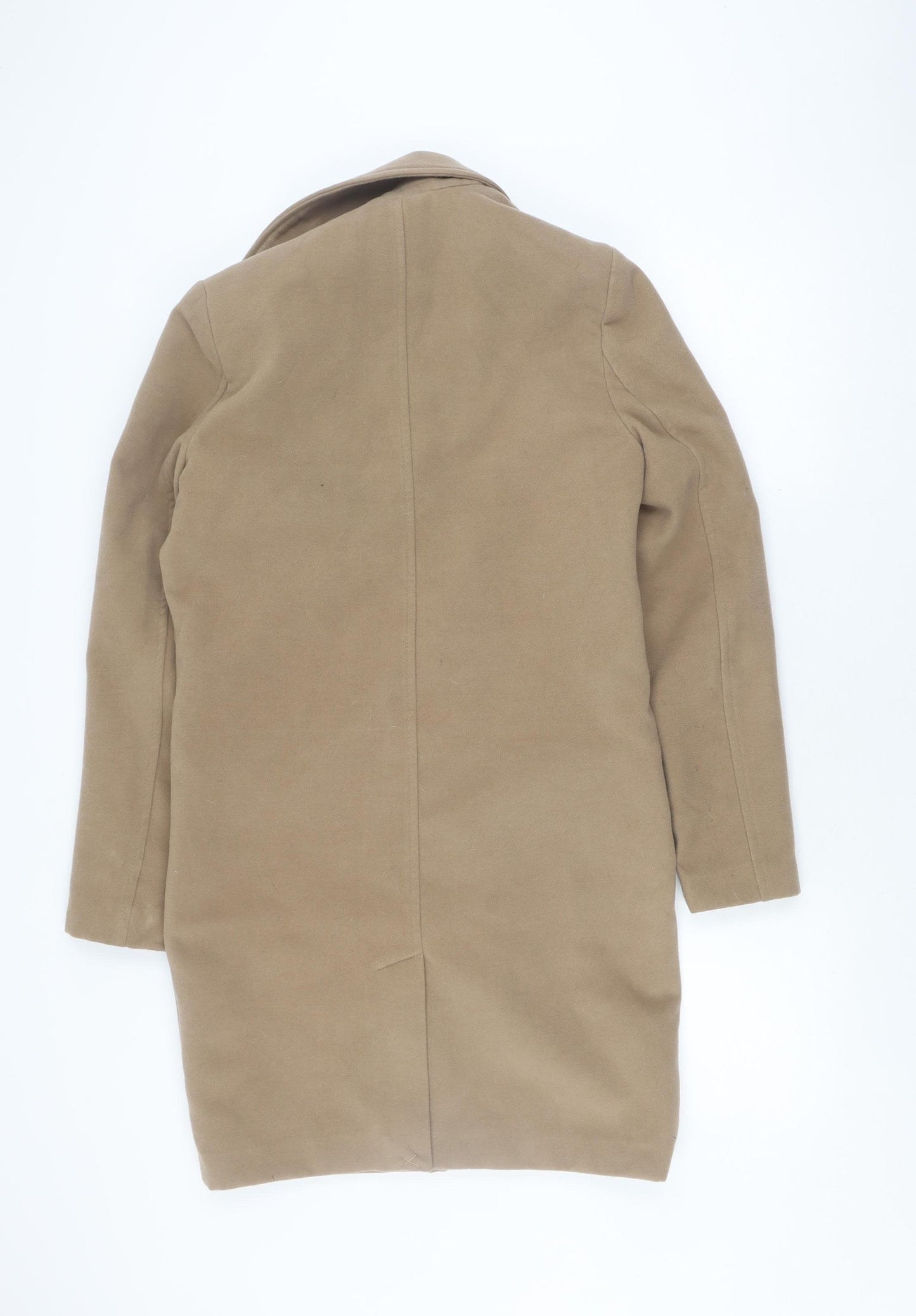 boohooMAN Men Beige Mid-Length Overcoat XS