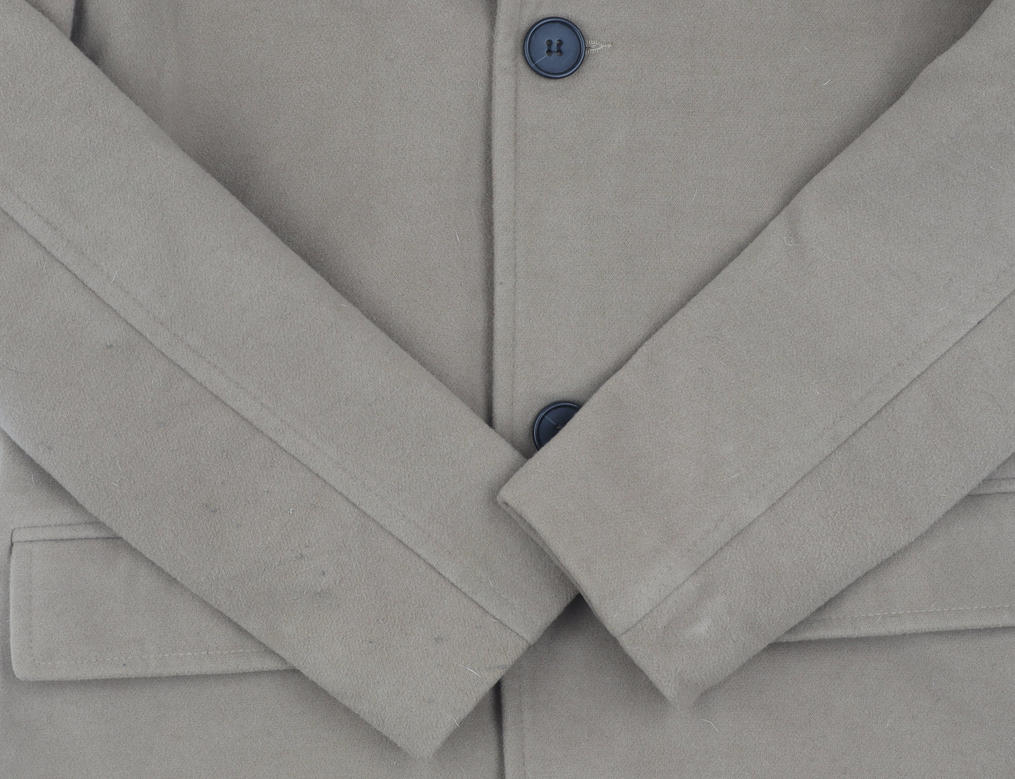 boohooMAN Men Beige Mid-Length Overcoat XS