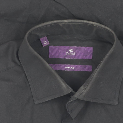 Next Men's Black Slim Fit Long Sleeve Shirt