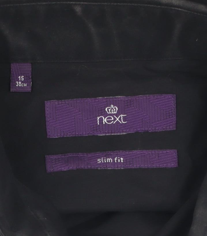 Next Men's Black Slim Fit Long Sleeve Shirt