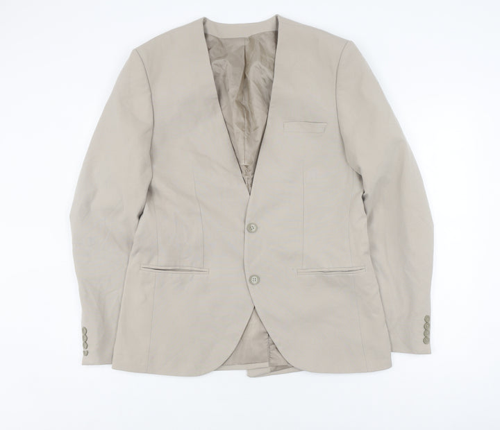 boohooMAN Beige Blazer, Men's Size 42, Two-Button