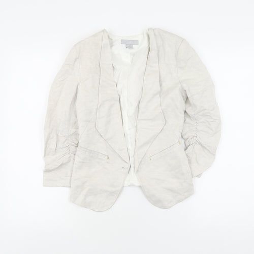 H&M Women's Beige Blazer Linen Mix Size 6 Regular Fit