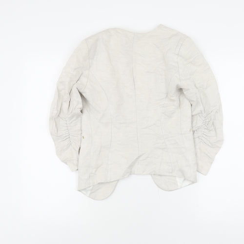 H&M Women's Beige Blazer Linen Mix Size 6 Regular Fit