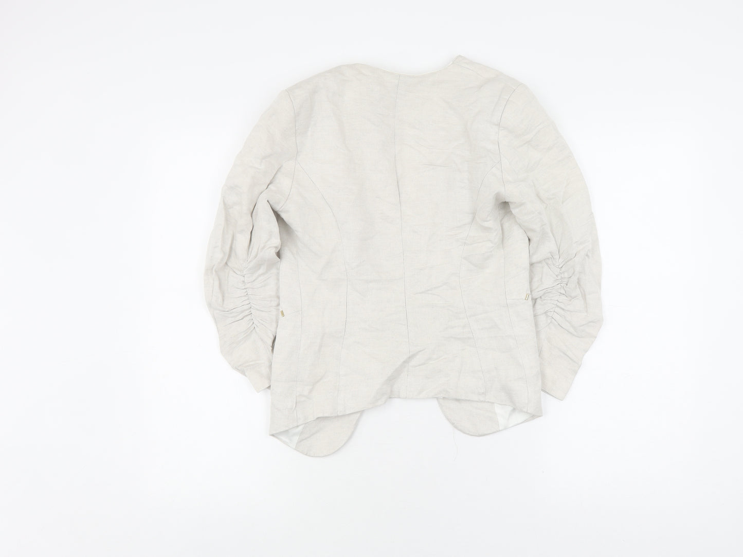 H&M Women's Beige Blazer Linen Mix Size 6 Regular Fit