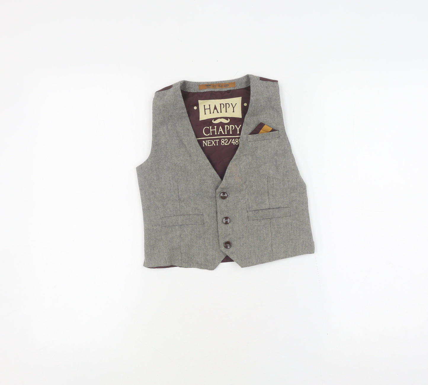 Next Boys Grey Suit Waistcoat 4-5 Years Cotton Blend