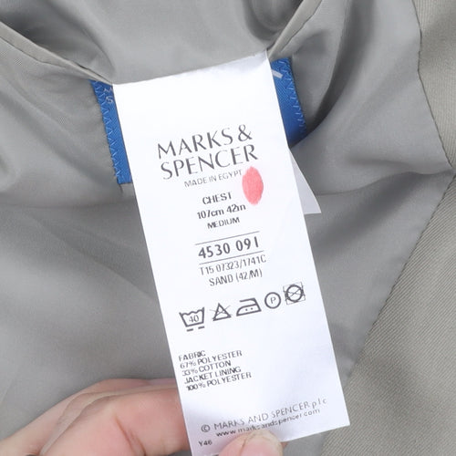 Marks and Spencer Men's Beige Blazer 42R Single-Breasted