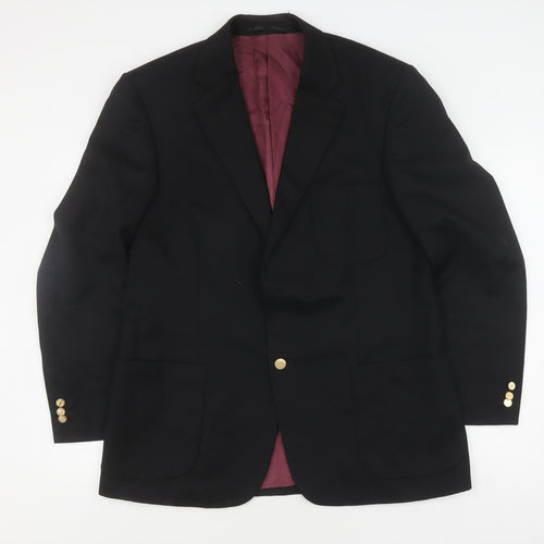 Pinstripe Men's Black Wool Blazer, Size 42, Regular Fit
