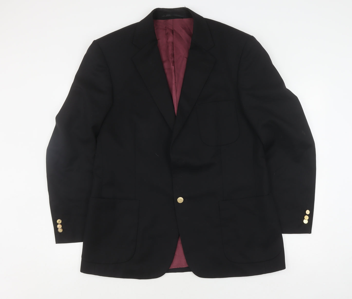 Pinstripe Men's Black Wool Blazer, Size 42, Regular Fit