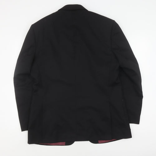 Pinstripe Men's Black Wool Blazer, Size 42, Regular Fit