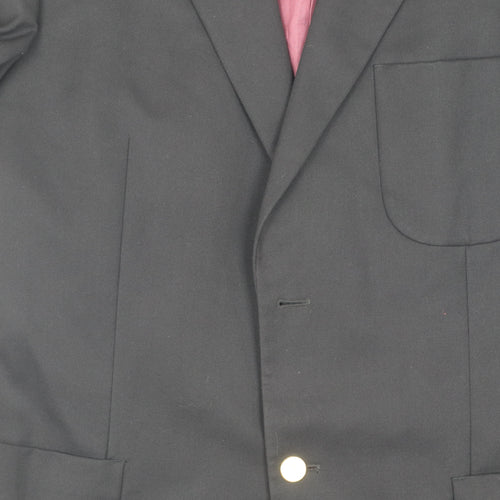 Pinstripe Men's Black Wool Blazer, Size 42, Regular Fit