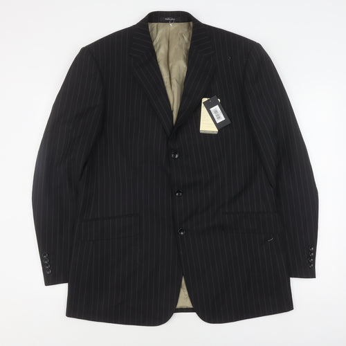 Visconti Uomo Men's Black Striped Blazer 42R