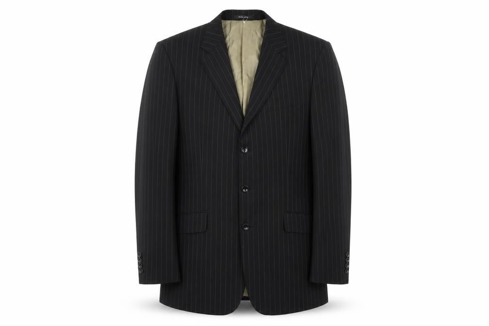 Front view of Visconti Uomo Men's Black Striped Blazer 42R