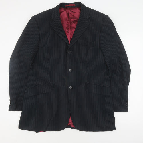 Burton Men's Black Pinstripe Suit Jacket 40R Regular