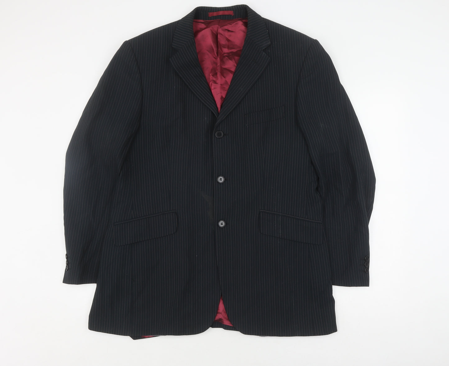 Burton Men's Black Pinstripe Suit Jacket 40R Regular