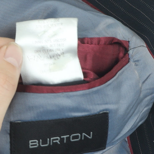 Burton Men's Black Pinstripe Suit Jacket 40R Regular