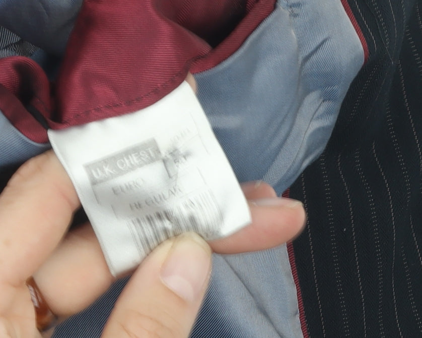 Burton Men's Black Pinstripe Suit Jacket 40R Regular