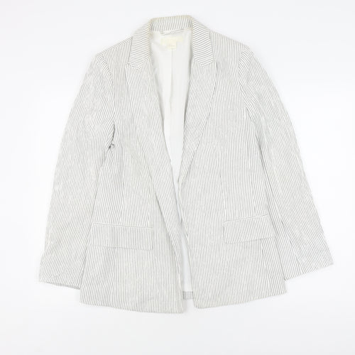 H&M Women's White Pinstripe Blazer Size 8, Casual Style