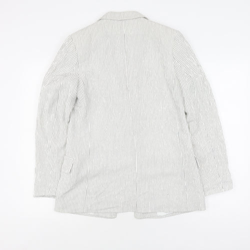 H&M Women's White Pinstripe Blazer Size 8, Casual Style