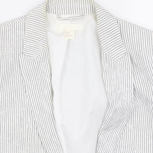 H&M Women's White Pinstripe Blazer Size 8, Casual Style