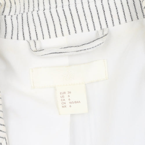 H&M Women's White Pinstripe Blazer Size 8, Casual Style