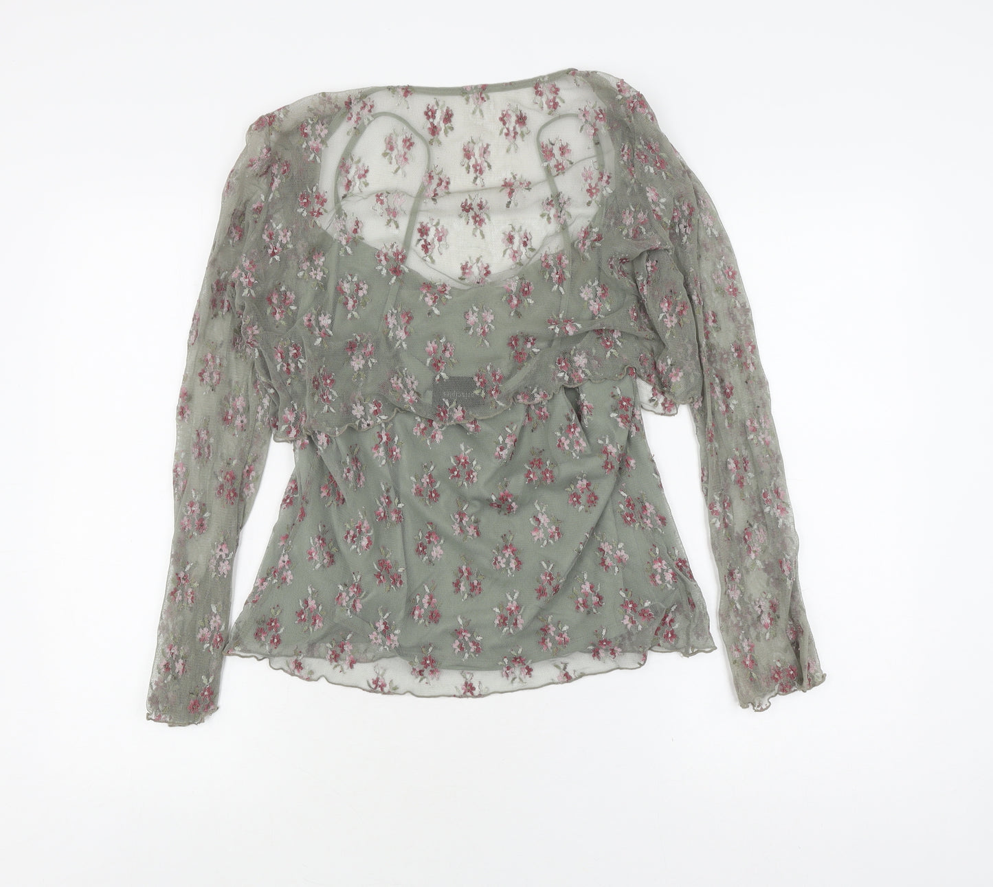 Principles Women's Green Floral Wrap Top