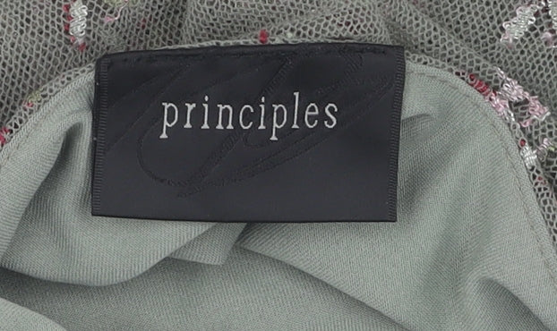 Principles Women's Green Floral Wrap Top