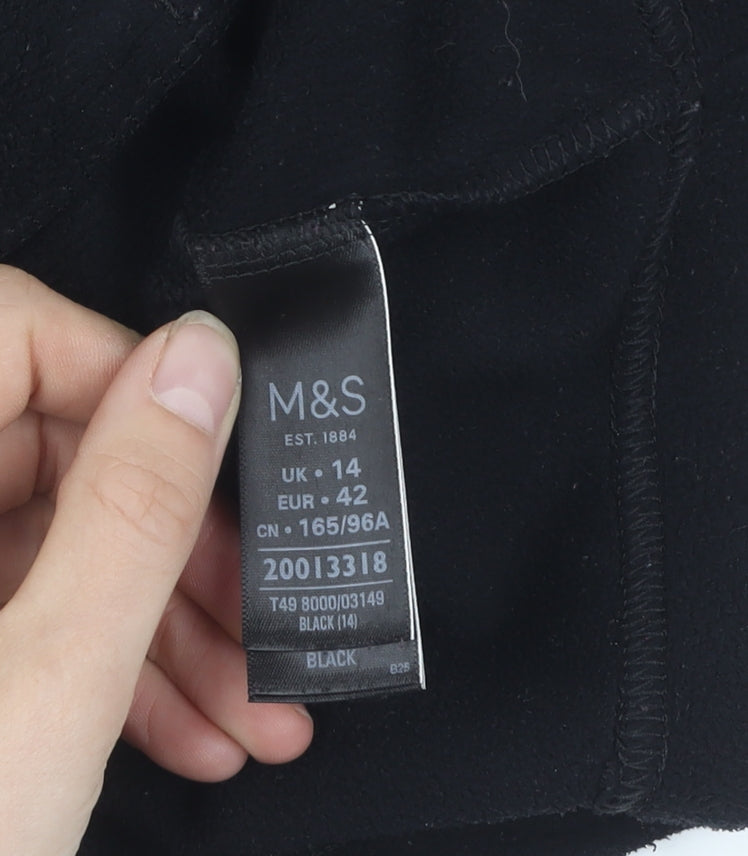 Marks and Spencer Women's Black Fleece Zip Jacket Size 14