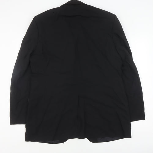 Jeff Banks Men's Black Wool Long Blazer, Chest 44L