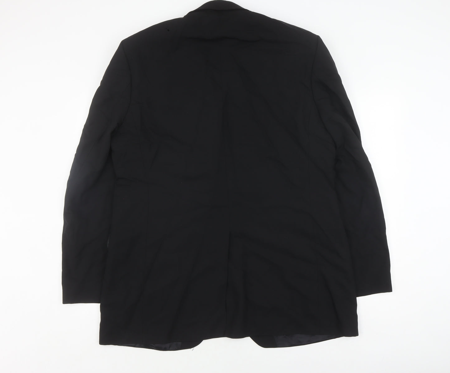 Jeff Banks Men's Black Wool Long Blazer, Chest 44L