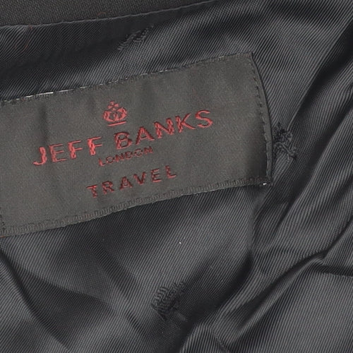 Jeff Banks Men's Black Wool Long Blazer, Chest 44L