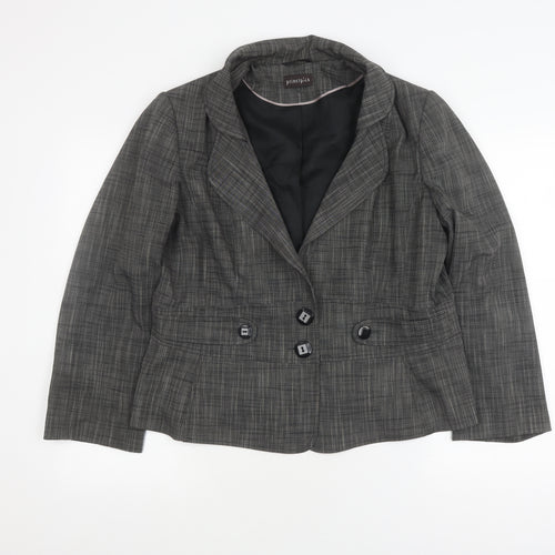 Principles Women's Grey Check Suit Jacket Size 18