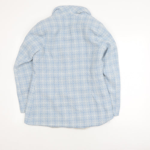 BERAT Women's Blue Bouclé Double-Breasted Blazer Size 12