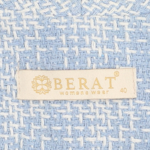 BERAT Women's Blue Bouclé Double-Breasted Blazer Size 12