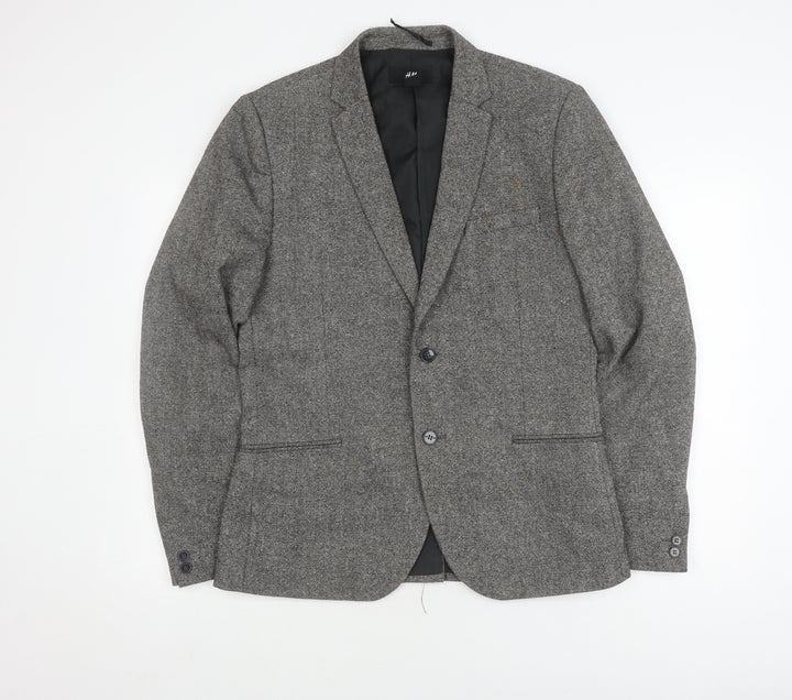 H&M Men's Grey Herringbone Blazer, Size 42R
