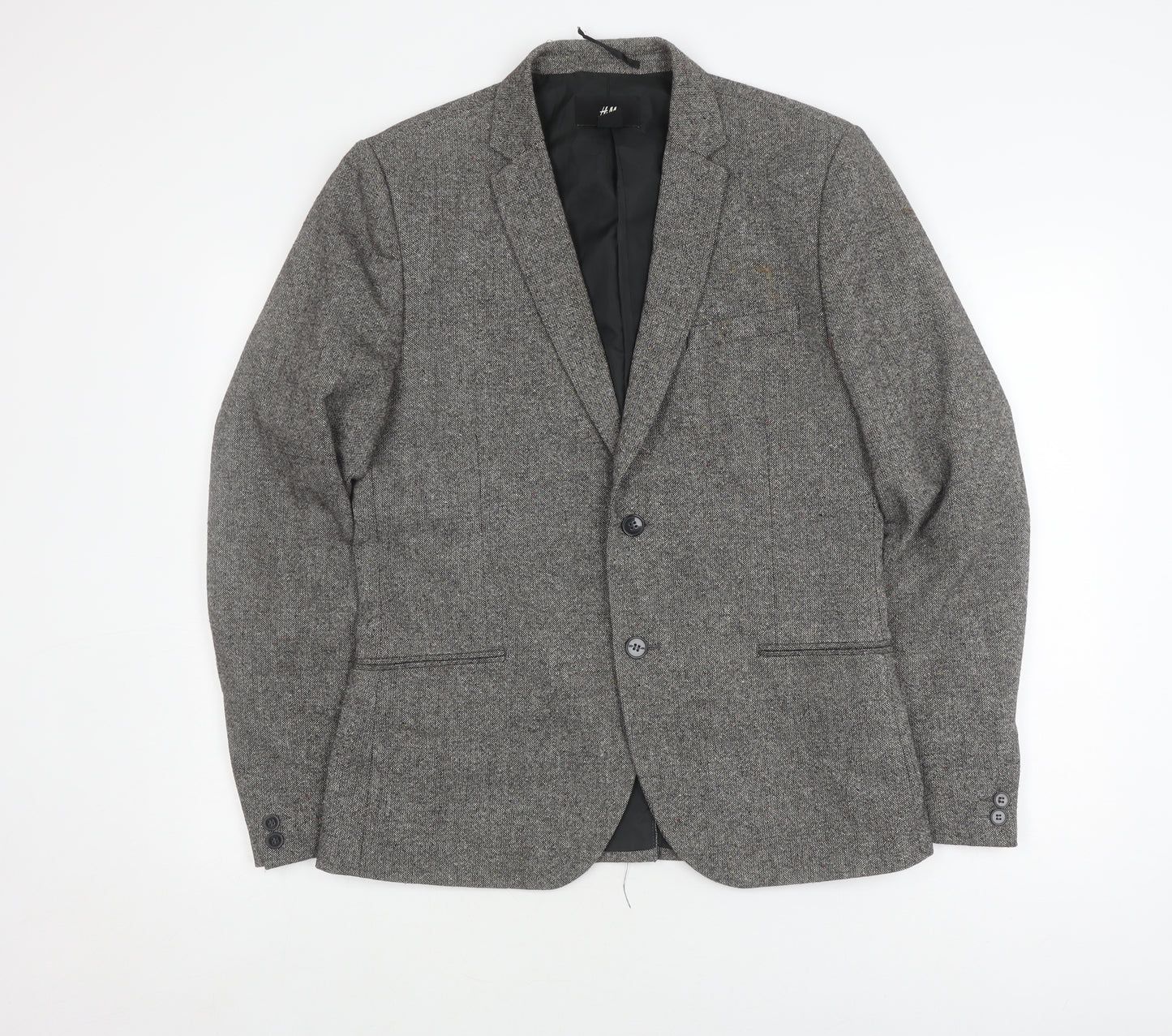 H&M Men's Grey Herringbone Blazer, Size 42R