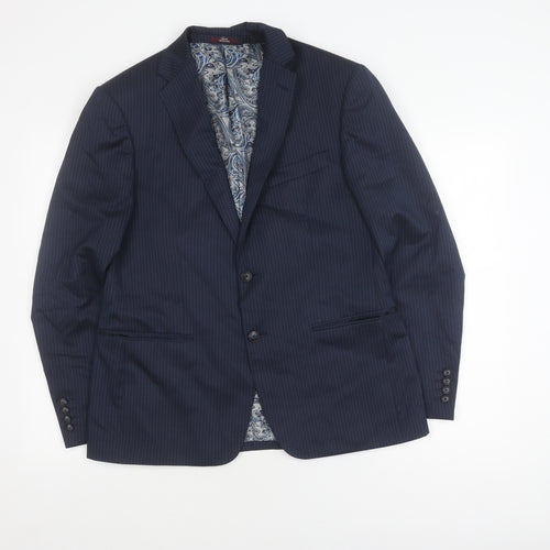 Marks and Spencer Men's Blue Striped Wool Blazer 40S