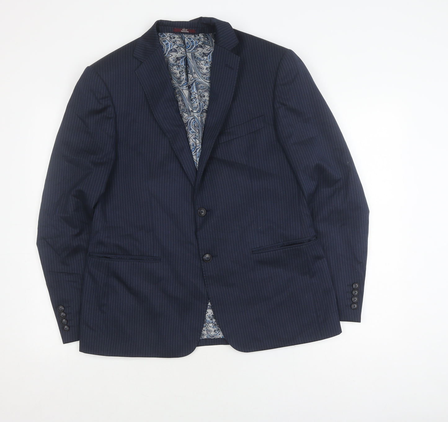 Marks and Spencer Men's Blue Striped Wool Blazer 40S