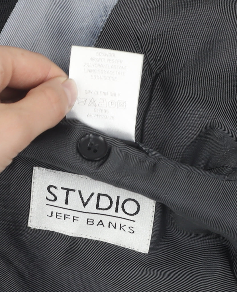 Stvdio Jeff Banks Men's Black Blazer 40R Regular Fit