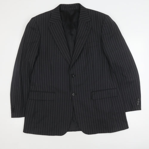 Men's Black Striped Wool Suit Jacket 42 Regular