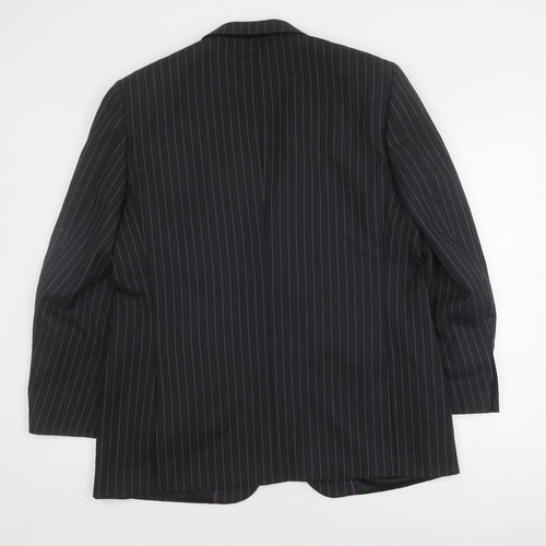 Men's Black Striped Wool Suit Jacket 42 Regular